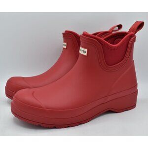 Hunter Womens Size 8 Play Chelsea Waterproof Red Rain Booties Boots Shoes